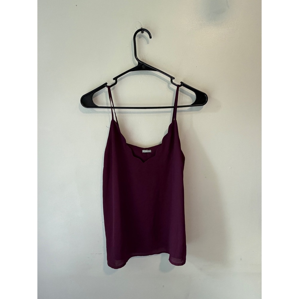 Charlotte Russe Plum Scalloped V-Neck Camisole Cami Top XS Burgundy Spaghetti